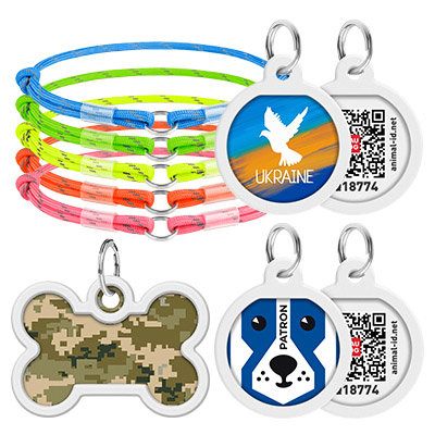 WAUDOG Smart ID metal pet tag with QR-passport, Water lilies