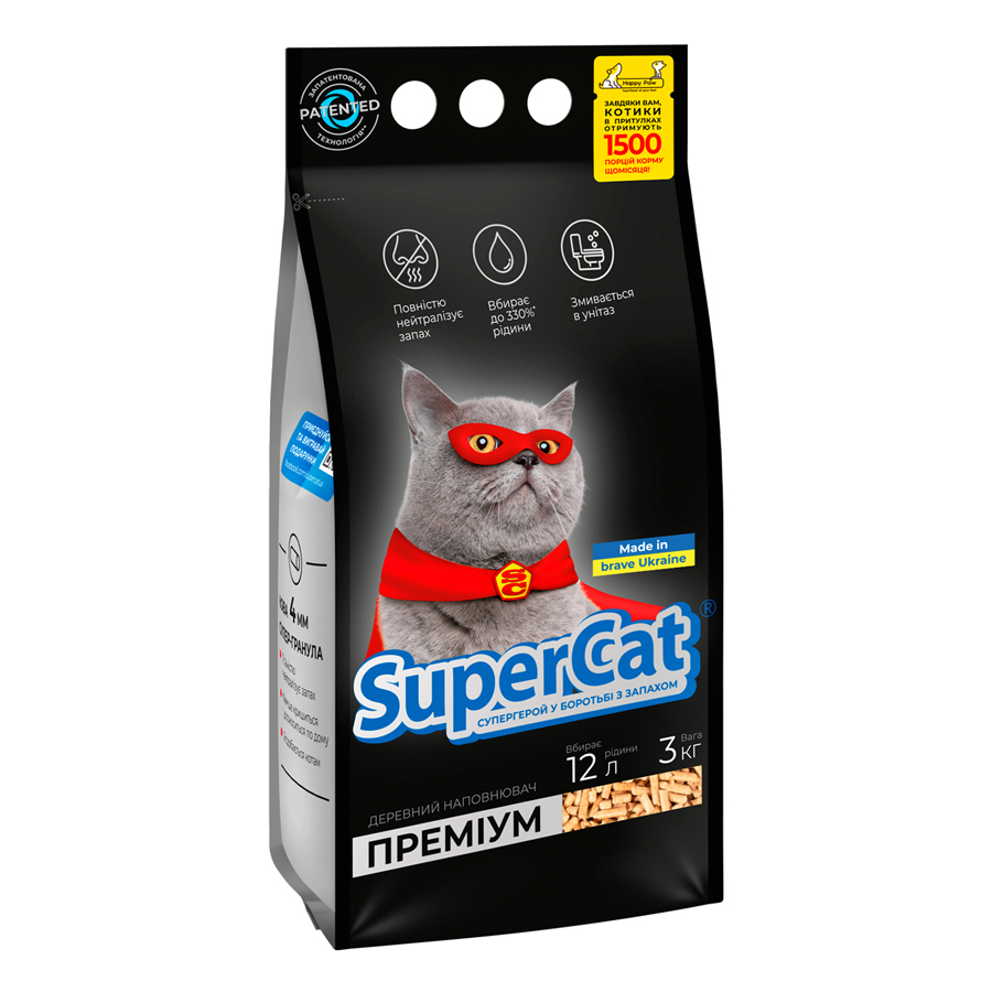 Наповнювач SuperCat Преміум, гранули 4 мм, 3кг