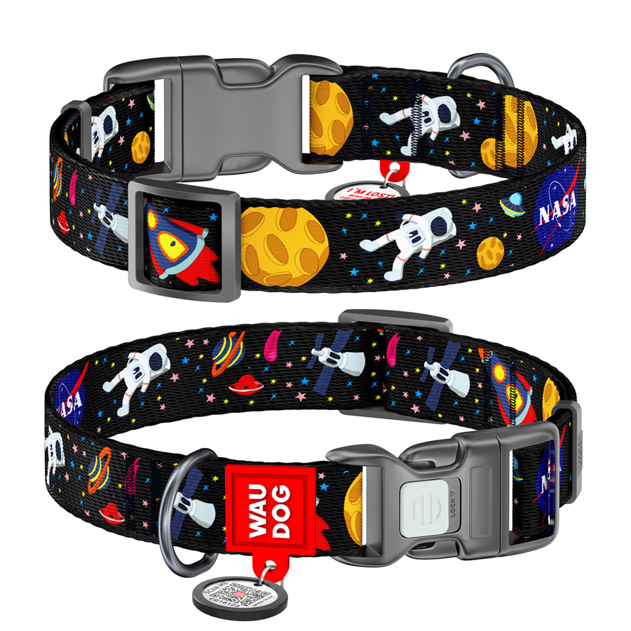Нашийник для собак нейлоновий WAUDOG Nylon з QR паспортом, малюнок 