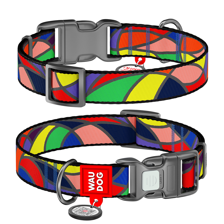 Нашийник для собак нейлоновий WAUDOG Nylon з QR паспортом, малюнок 