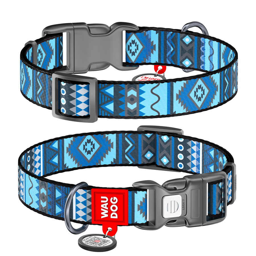 Нашийник для собак нейлоновий WAUDOG Nylon з QR паспортом, малюнок 