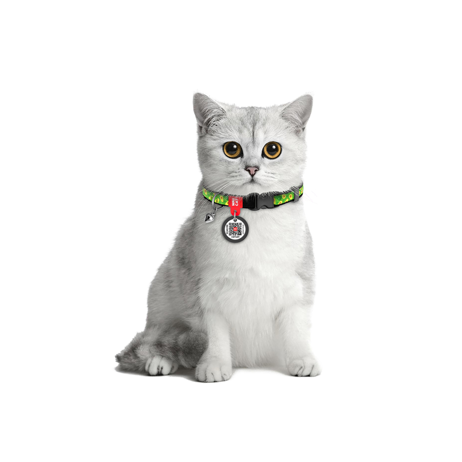 Нашийник для котів нейлоновий WAUCAT Nylon з QR паспортом, малюнок 