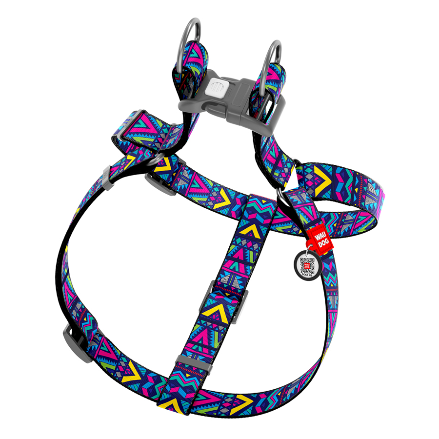 Шлея для собак WAUDOG Nylon з QR паспортом, малюнок 