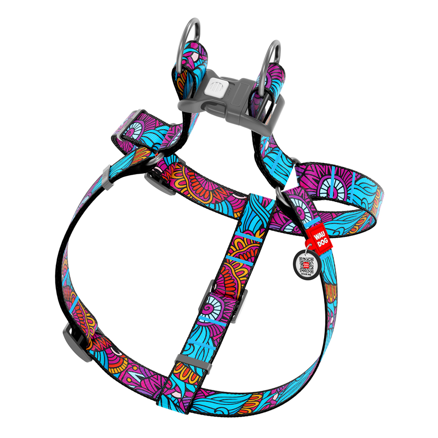 Шлея для собак WAUDOG Nylon з QR паспортом, малюнок 