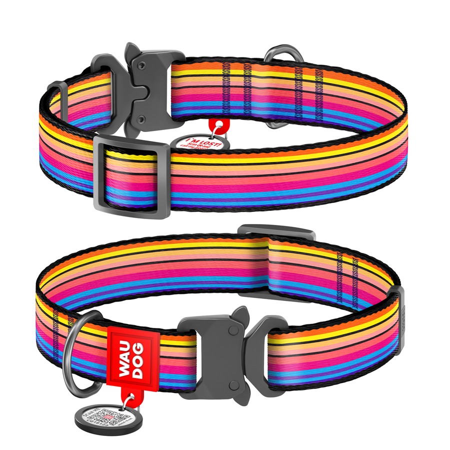 Нашийник для собак нейлоновий WAUDOG Nylon з QR паспортом, малюнок 