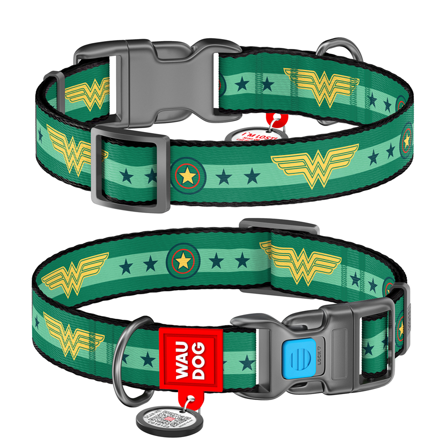 Нашийник для собак нейлоновий WAUDOG Nylon з QR паспортом, малюнок 