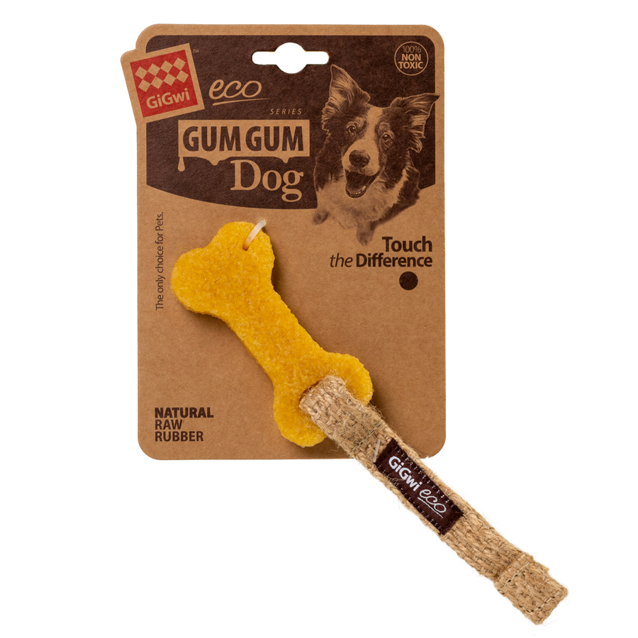 Іграшка для собак Маленька кістка GiGwi Gum Gum, екогума, джут, 9 см