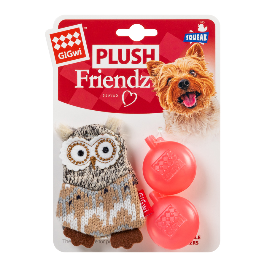 Іграшка для собак Сова з пищалкою GiGwi Plush Friendz, текстиль, 10 см