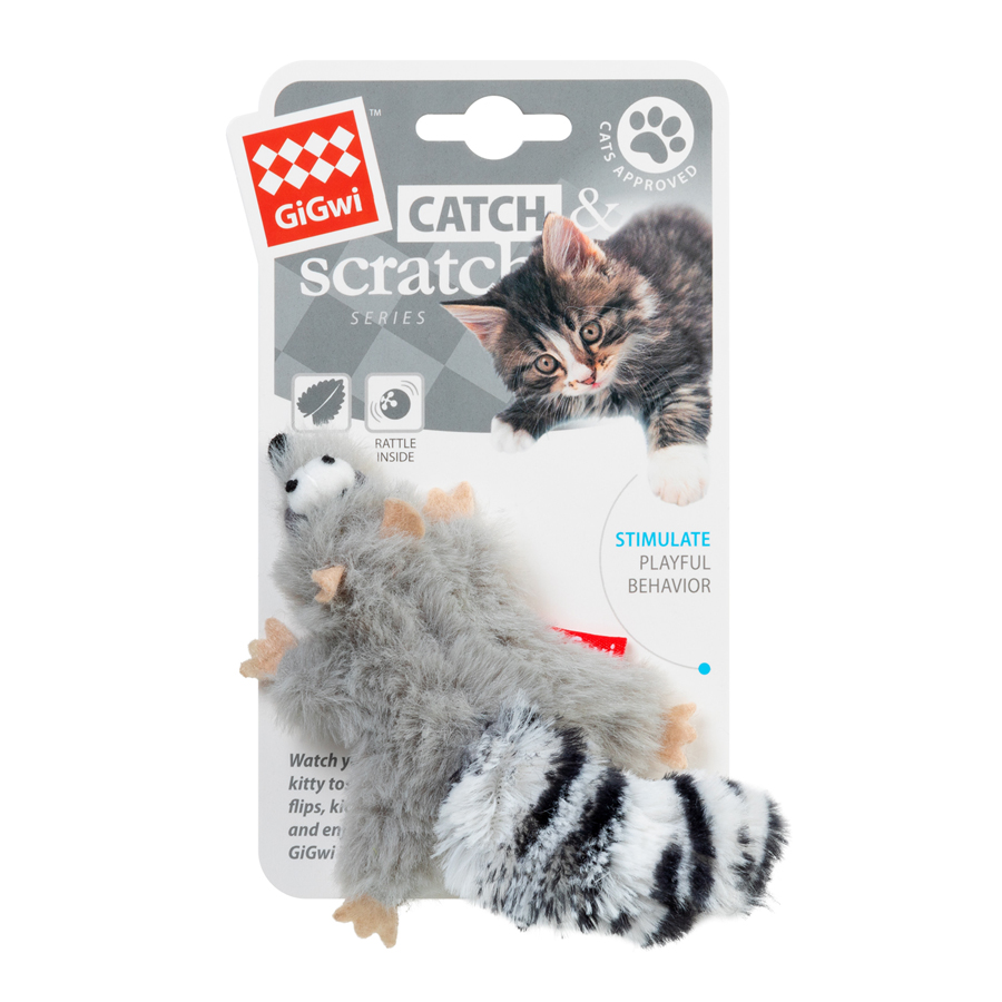 Іграшка для котів Єнот GiGwi Catch&scratch, штучне хутро, 8 см