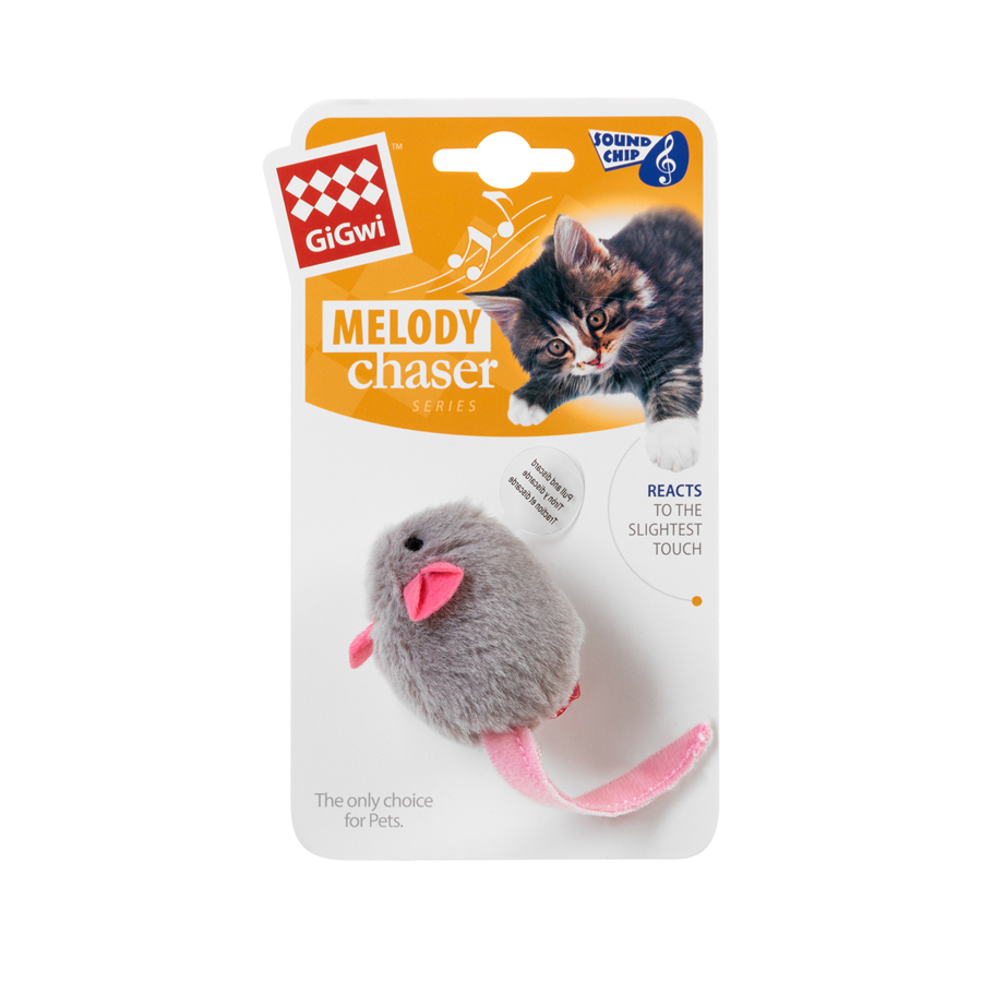 Іграшка для котів Мишка з електронним чипом GiGwi Melody chaser, штучне хутро, 6 см