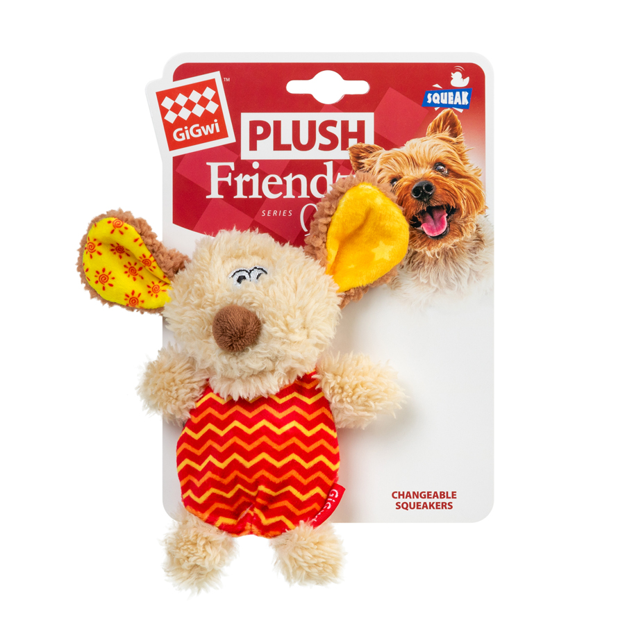 Іграшка для собак Собачка з пищалкою GiGwi Plush Friendz, текстиль, пластик, 13 см