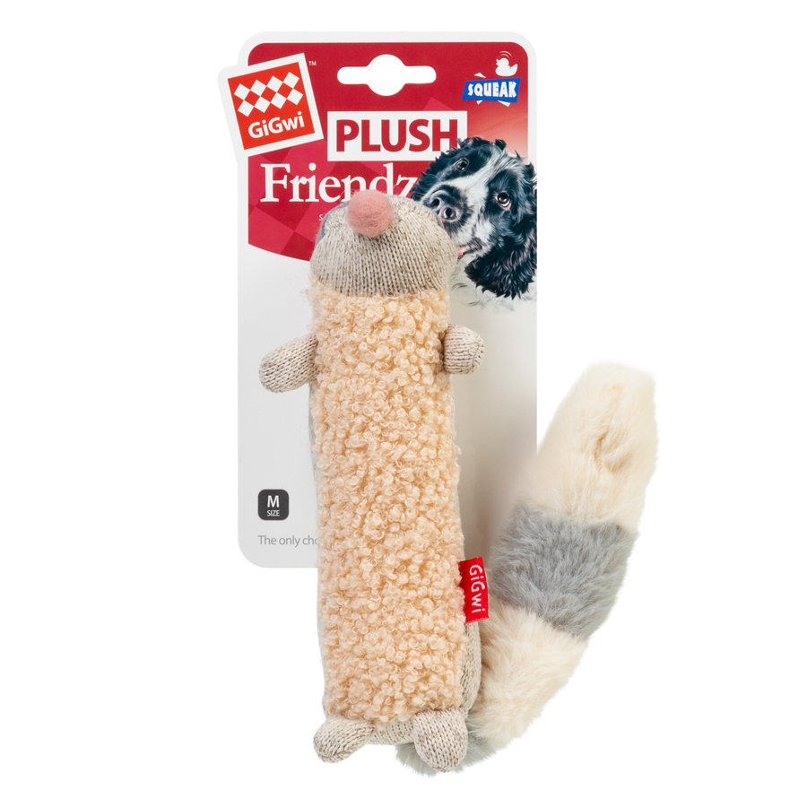 Іграшка для собак Єнот з пищалкою GiGwi Plush Friendz, текстиль, 17 см