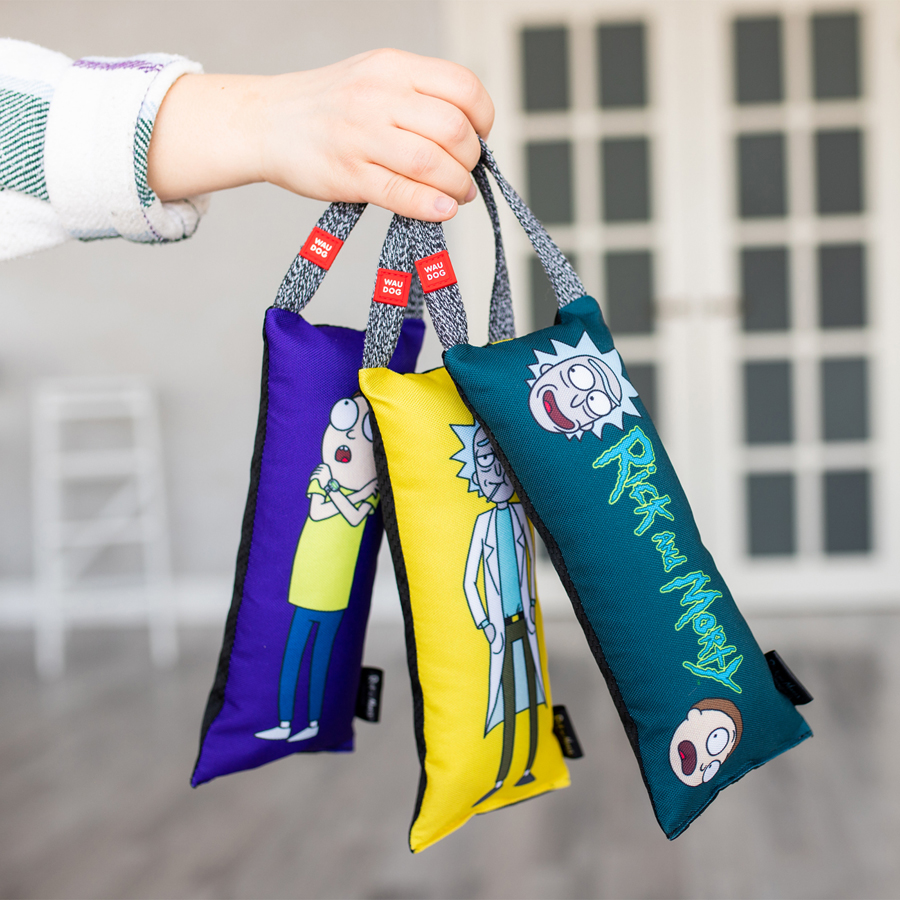 Іграшка для собак WAUDOG Fun з пищалкою, малюнок Рік та Морті 2, M, Ш 9 см, Д 21 см