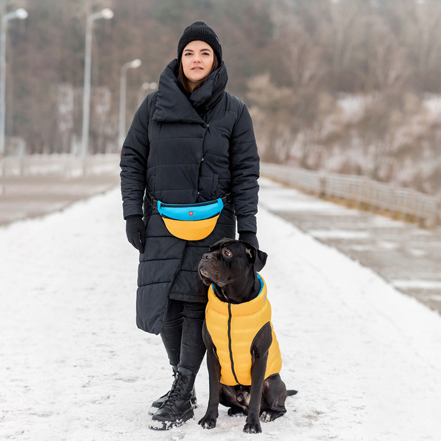 Двостороння курточка AiryVest для собак , розмір L 55, жовто-блакитна
