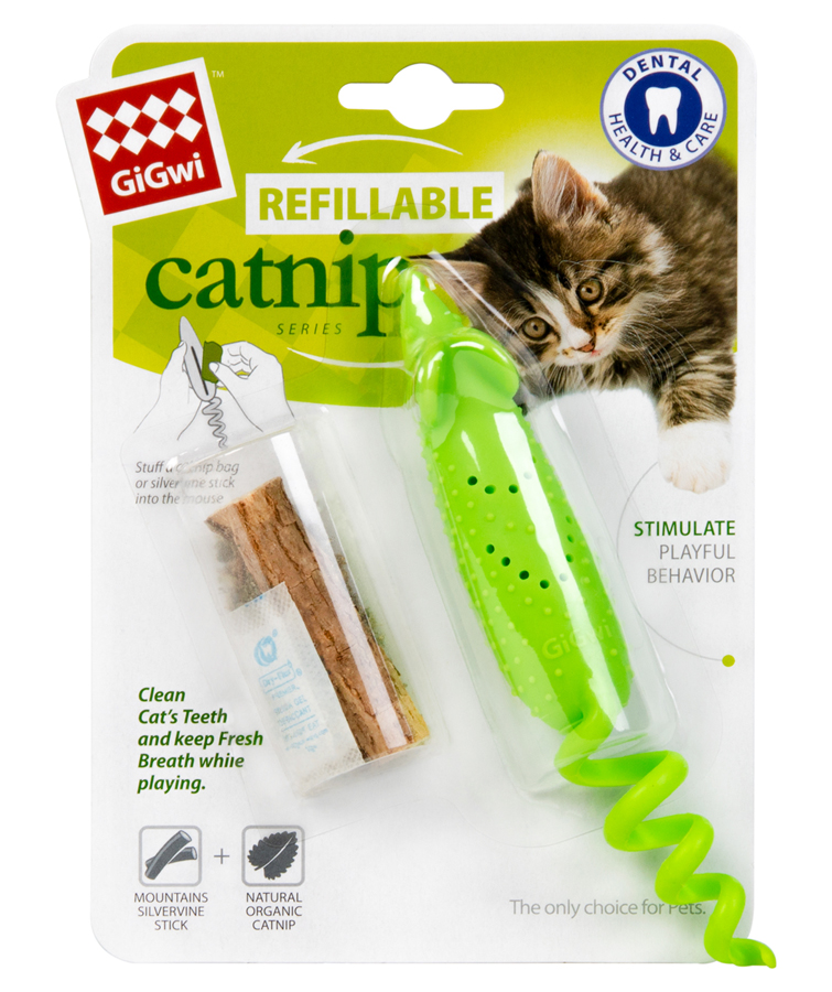 Іграшка для котів Мишка гумова GiGwi Refillable Catnip, гума, 16,5 см