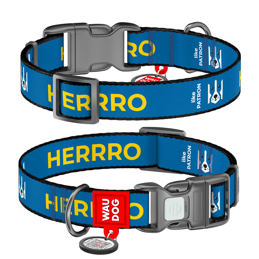 Нашийник для собак нейлоновий WAUDOG Nylon з QR паспортом, малюнок 