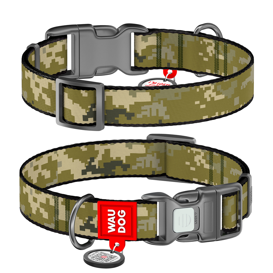 Нашийник для собак нейлоновий WAUDOG Nylon з QR-паспортом, малюнок 