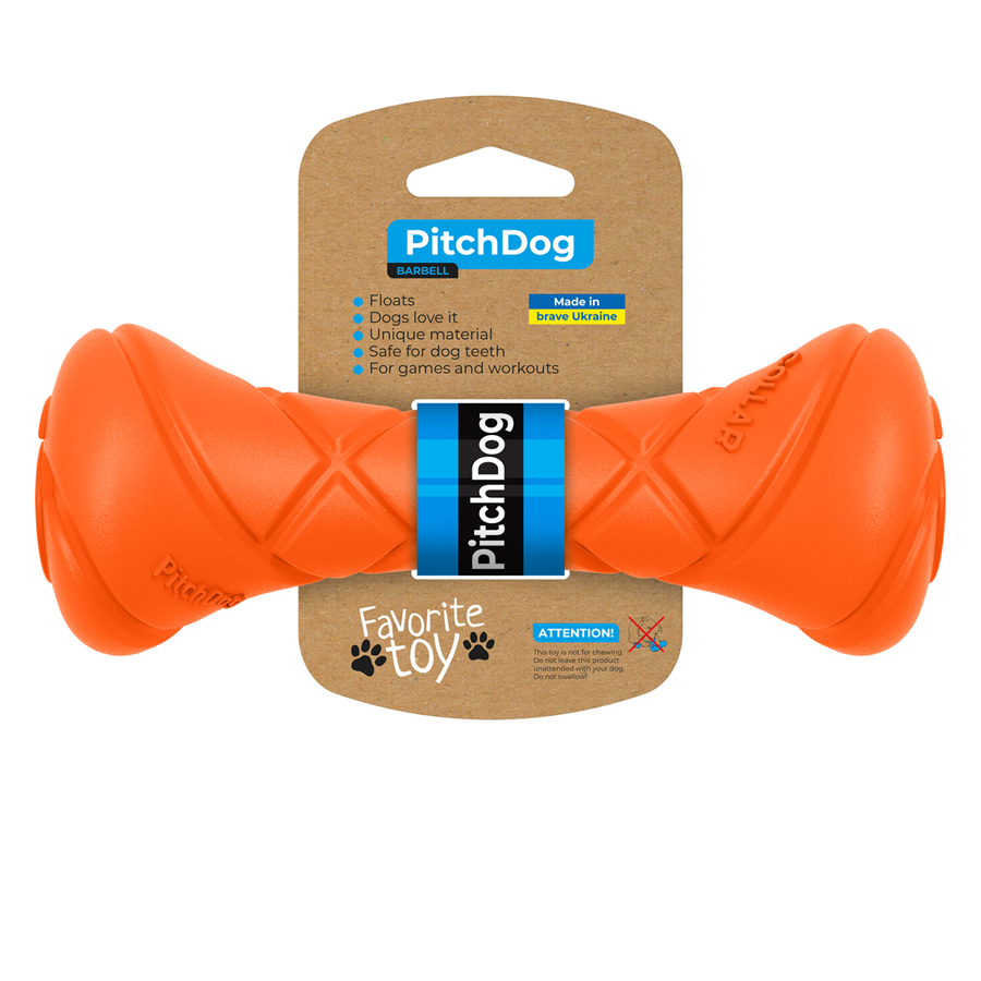 Ігрова гантель для апортировки PitchDog, довжина 19 см, діаметр 7 см помаранчевий