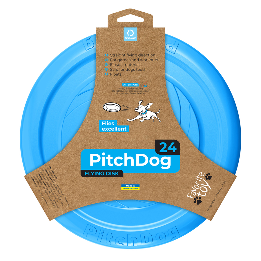 Ігрова тарілка для апортировки PitchDog, діаметр 24 см блакитний