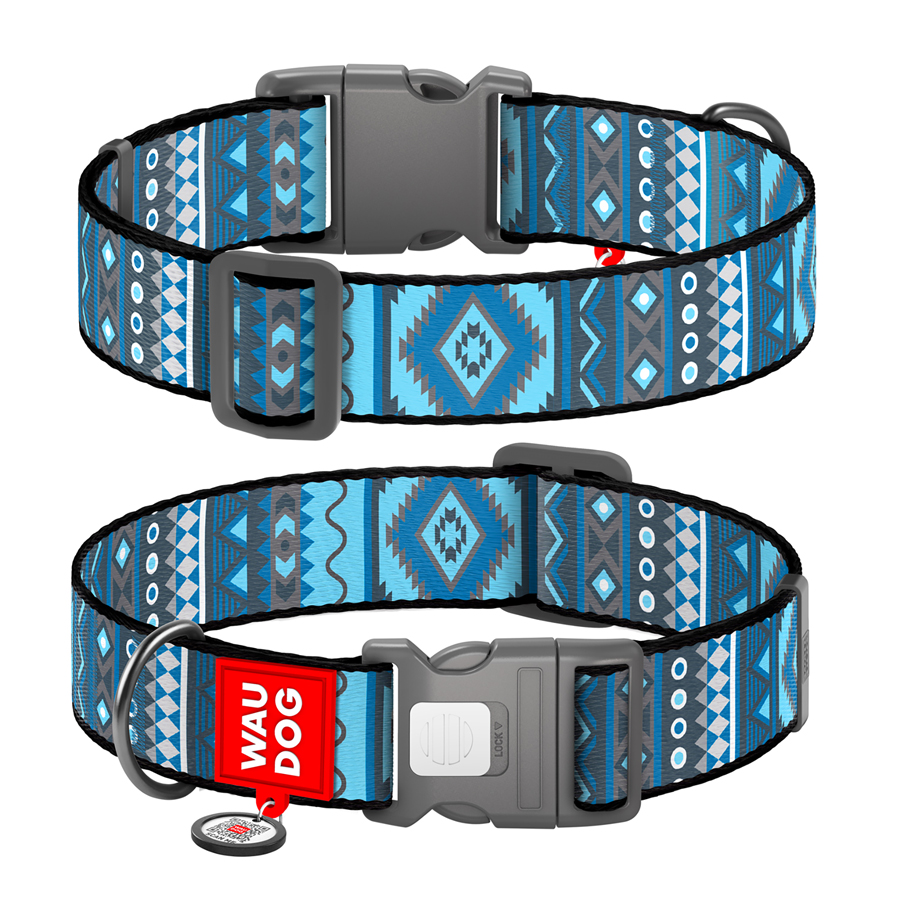 Нашийник для собак нейлоновий WAUDOG Nylon з QR паспортом, малюнок 