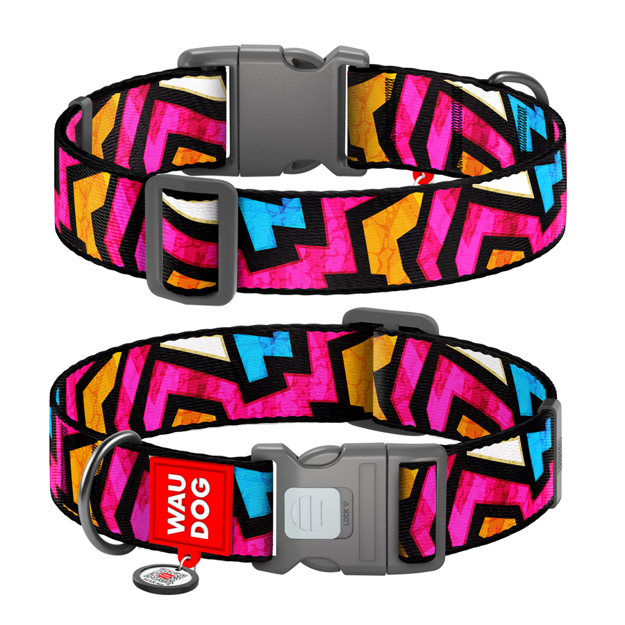 Нашийник для собак нейлоновий WAUDOG Nylon з QR паспортом, малюнок 