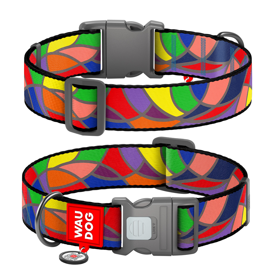 Нашийник для собак нейлоновий WAUDOG Nylon з QR паспортом, малюнок 