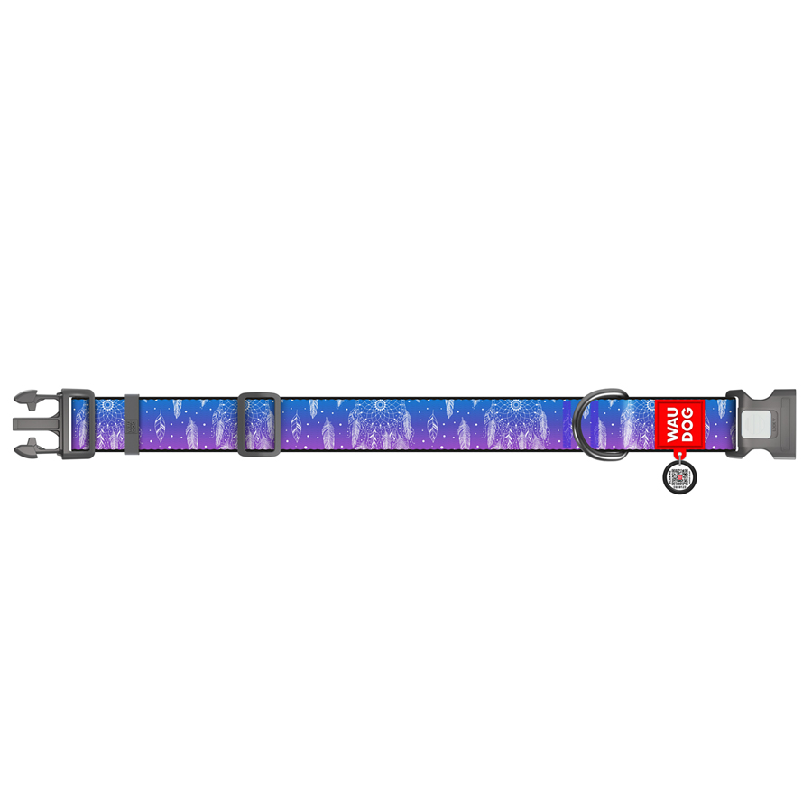 Нашийник для собак нейлоновий WAUDOG Nylon з QR паспортом, малюнок 