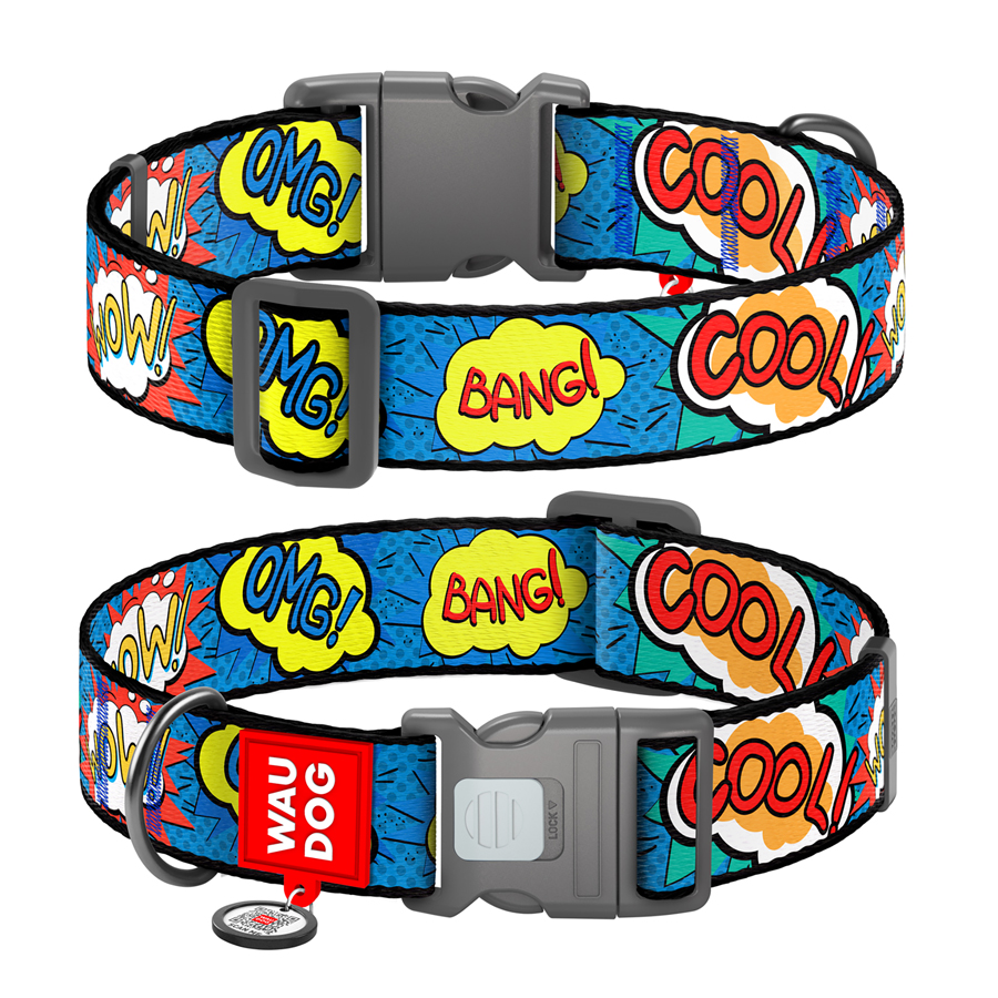 Нашийник для собак нейлоновий WAUDOG Nylon з QR паспортом, малюнок 