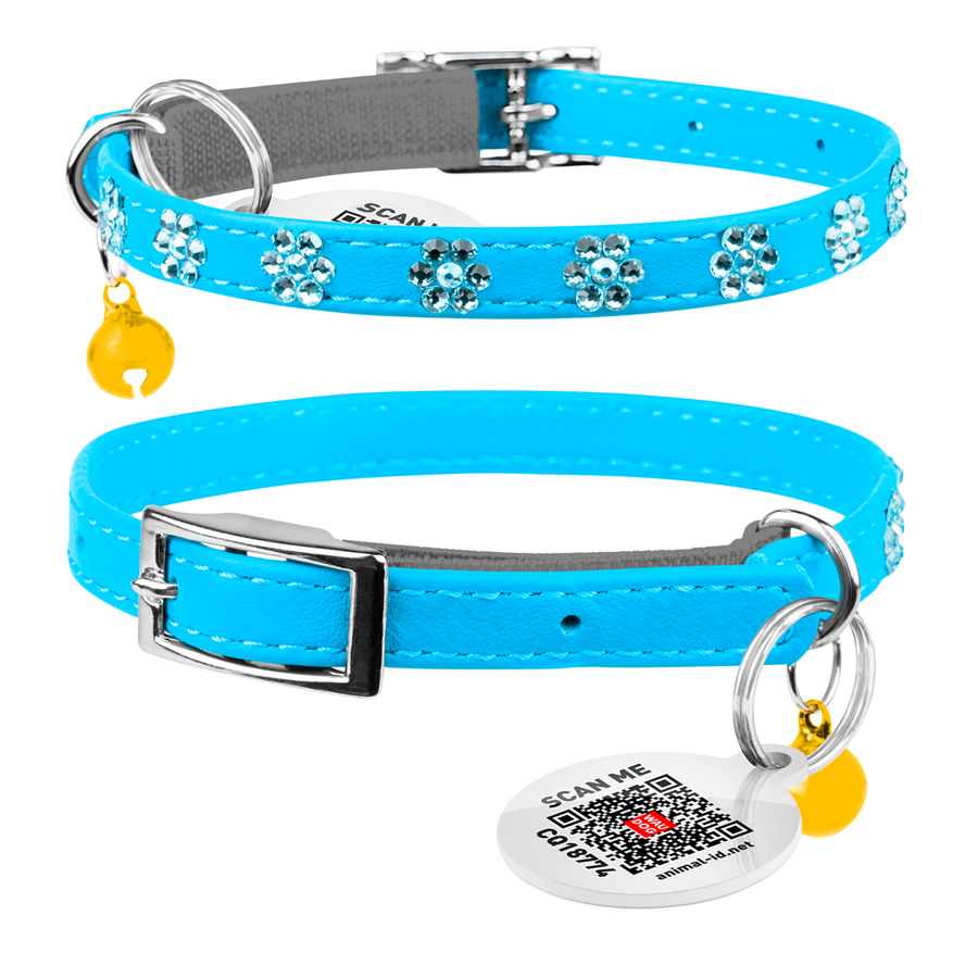 Нашийник WAUCAT Glamour з резинкою, клейовими стразами 