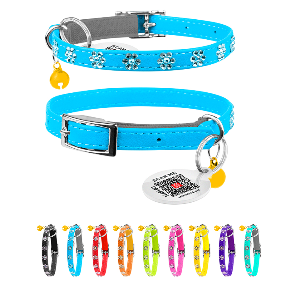 Нашийник WAUCAT Glamour з резинкою, клейовими стразами 