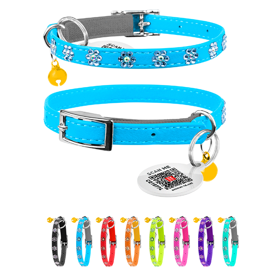 Нашийник WAUCAT Glamour з резинкою, клейовими стразами 