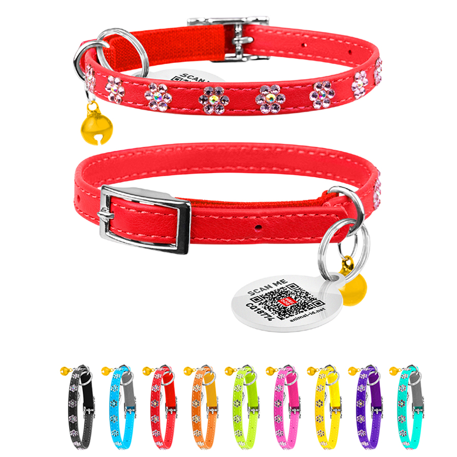 Нашийник WAUCAT Glamour з резинкою, клейовими стразами 