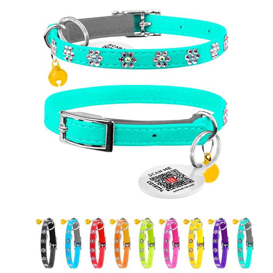 Нашийник WAUCAT Glamour з резинкою, клейовими стразами 