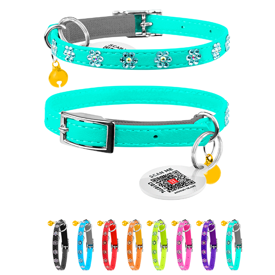 Нашийник WAUCAT Glamour з резинкою, клейовими стразами 