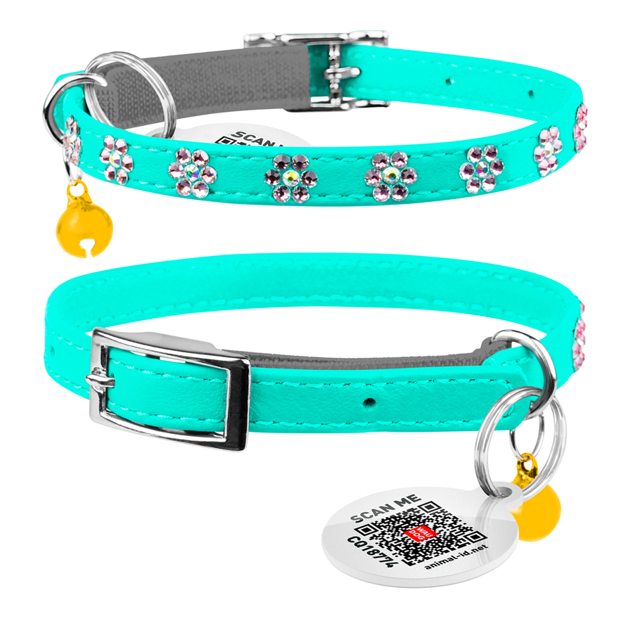 Нашийник WAUCAT Glamour з резинкою, клейовими стразами 