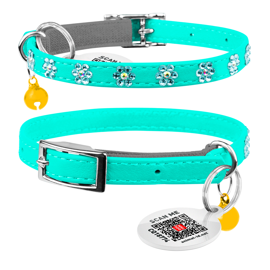 Нашийник WAUCAT Glamour з резинкою, клейовими стразами 