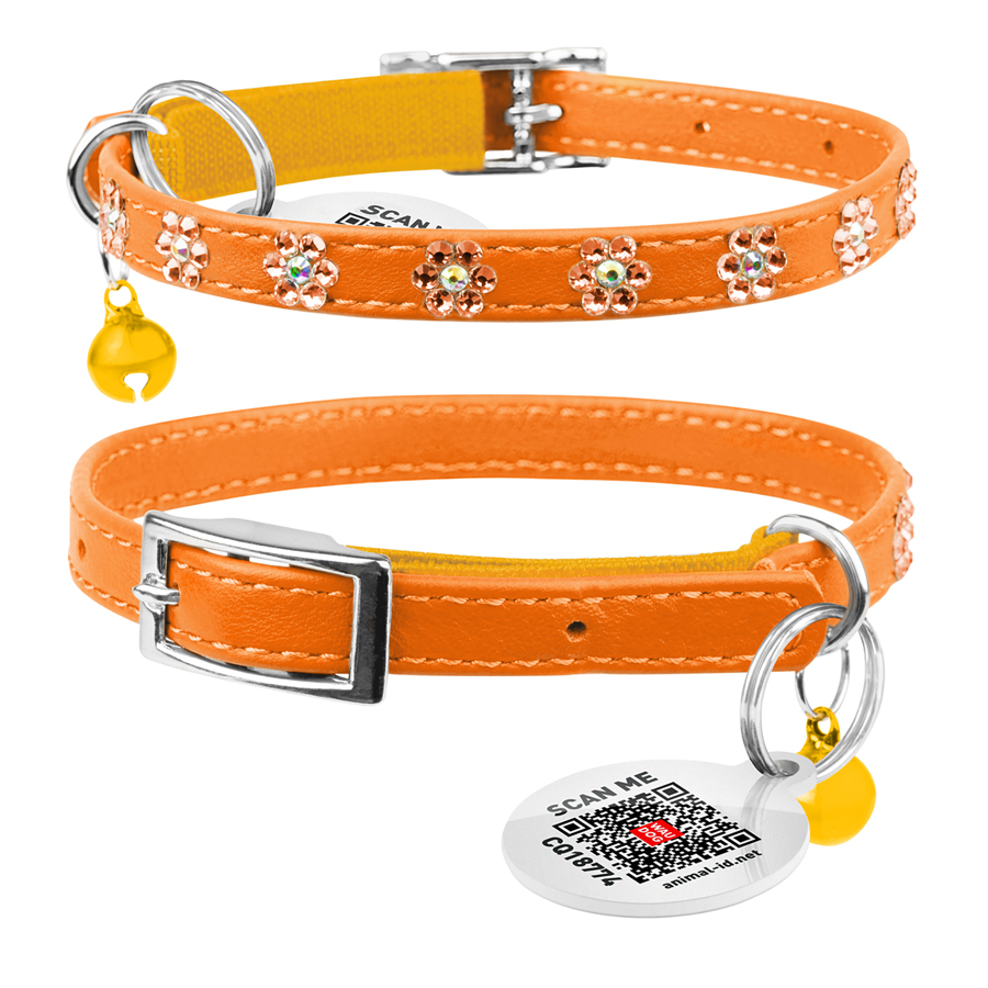 Нашийник WAUCAT Glamour з резинкою, клейовими стразами 