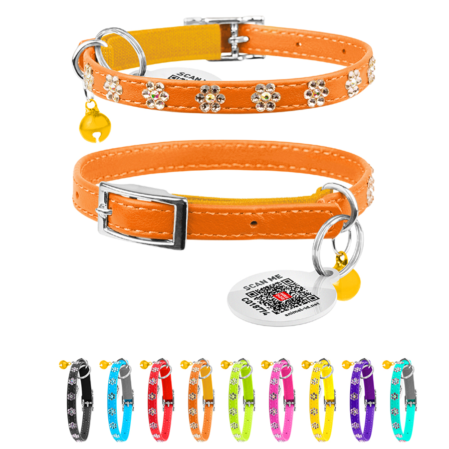 Нашийник WAUCAT Glamour з резинкою, клейовими стразами 