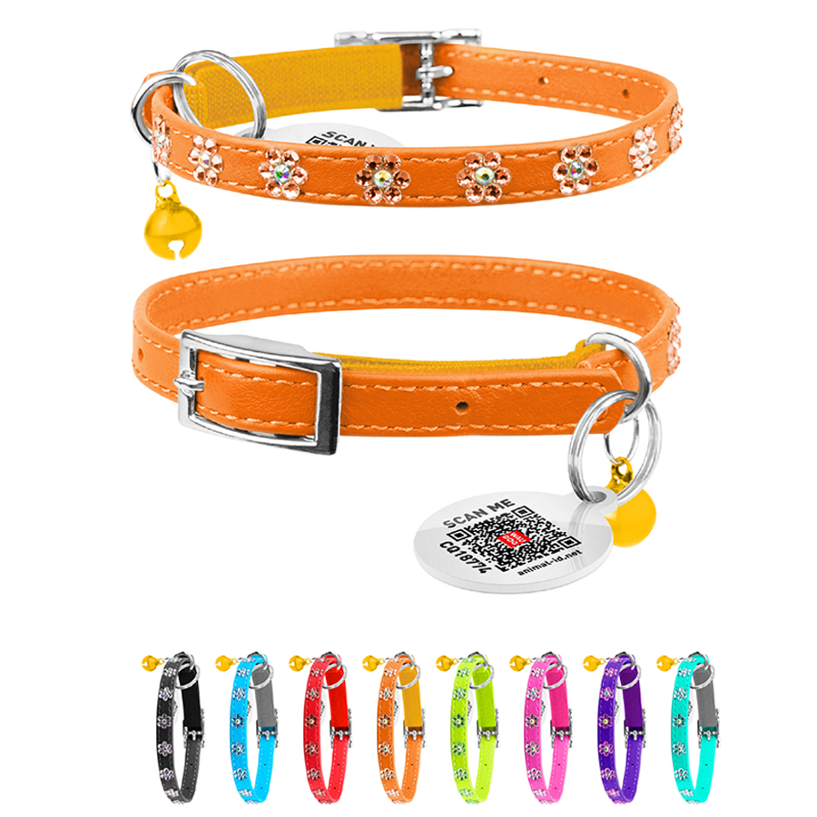 Нашийник WAUCAT Glamour з резинкою, клейовими стразами 