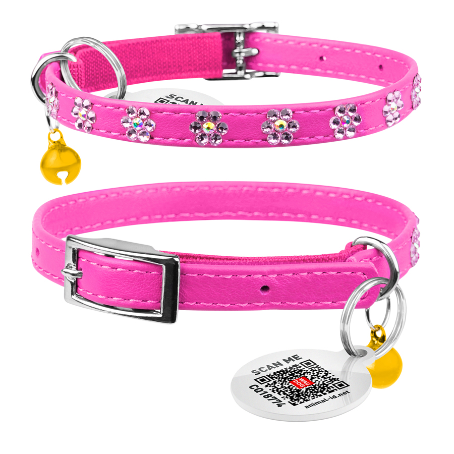 Нашийник WAUCAT Glamour з резинкою, клейовими стразами 
