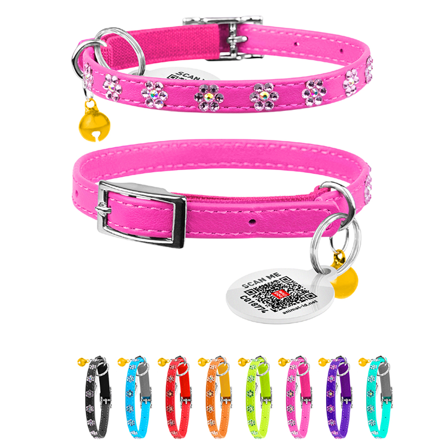 Нашийник WAUCAT Glamour з резинкою, клейовими стразами 