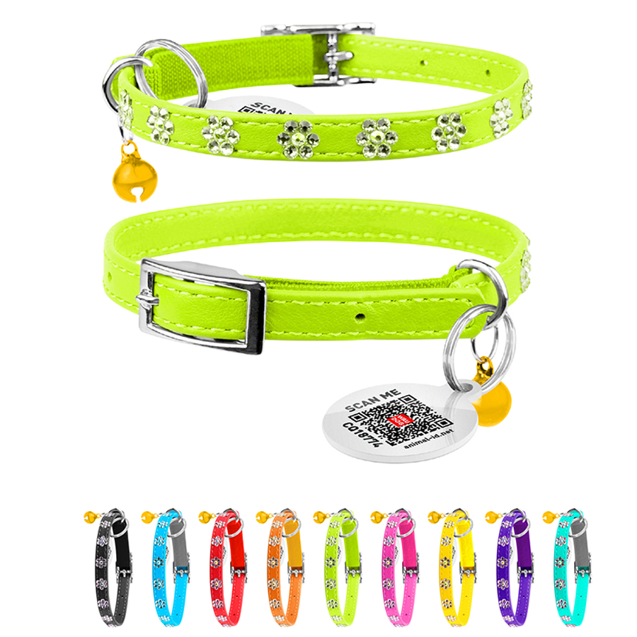 Нашийник WAUCAT Glamour з резинкою, клейовими стразами 