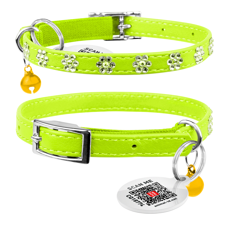 Нашийник WAUCAT Glamour з резинкою, клейовими стразами 