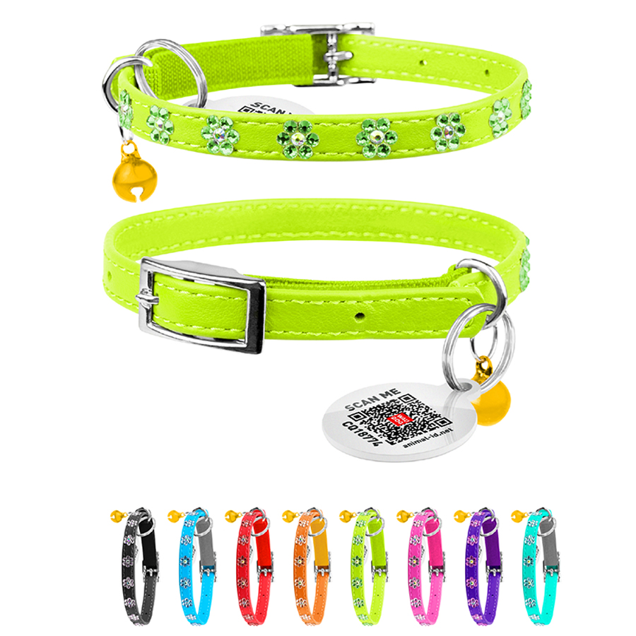 Нашийник WAUCAT Glamour з резинкою, клейовими стразами 