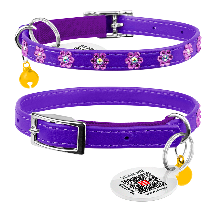 Нашийник WAUCAT Glamour з резинкою, клейовими стразами 