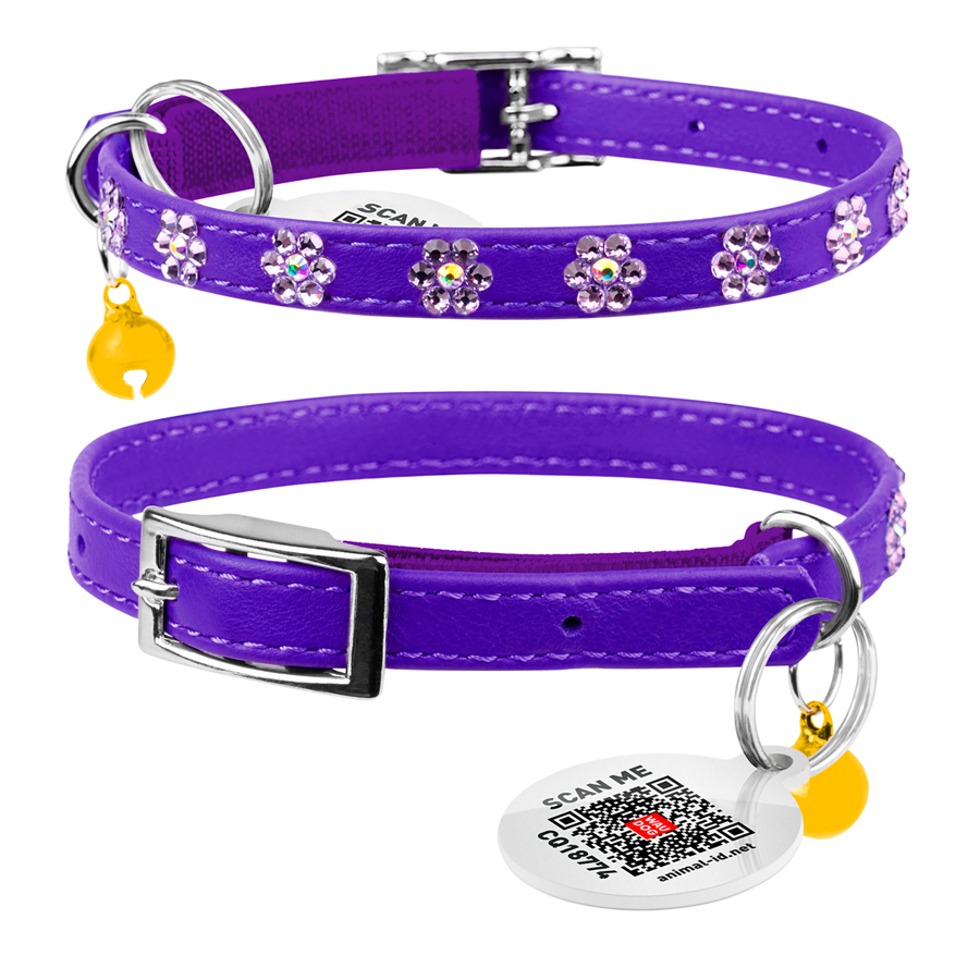 Нашийник WAUCAT Glamour з резинкою, клейовими стразами 