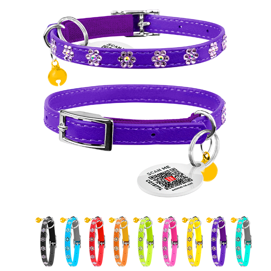 Нашийник WAUCAT Glamour з резинкою, клейовими стразами 