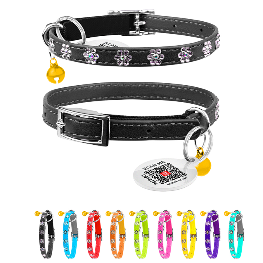 Нашийник WAUCAT Glamour з резинкою, клейовими стразами 