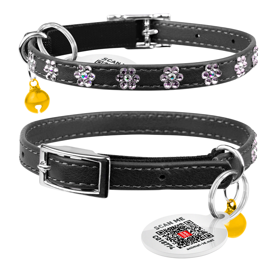 Нашийник WAUCAT Glamour з резинкою, клейовими стразами 