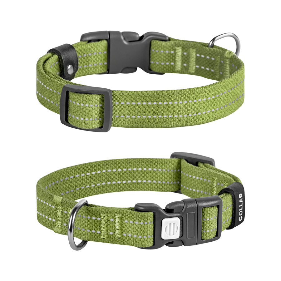 Нашийник для собак бавовняна тасьма CoLLaR Брезент, пластиковий фастекс, S, Ш 20 мм, Дов 28-40 см